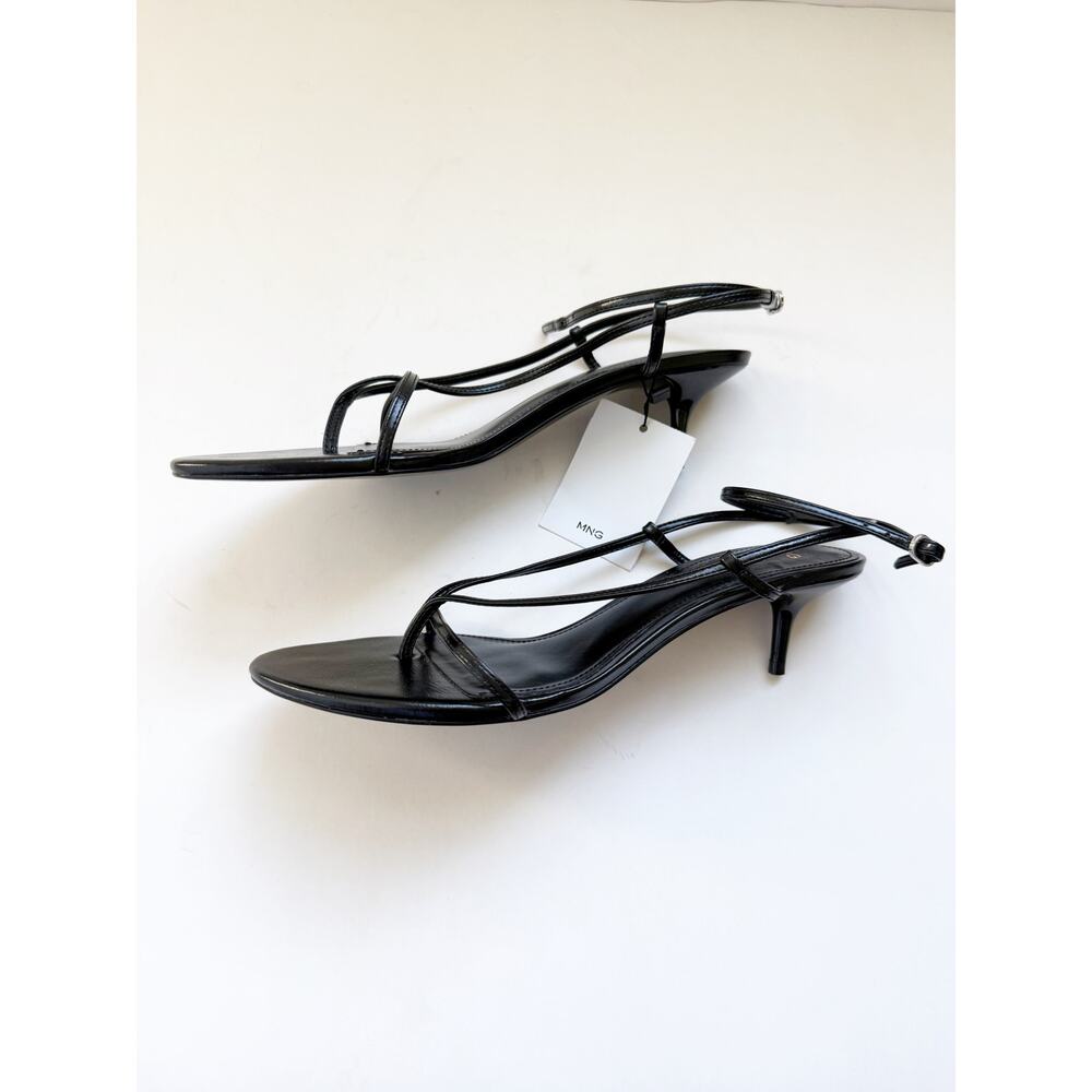 NWT Mango cross strap details heeled sandals in black EU 39 US 8.5 - Picture 2 of 7